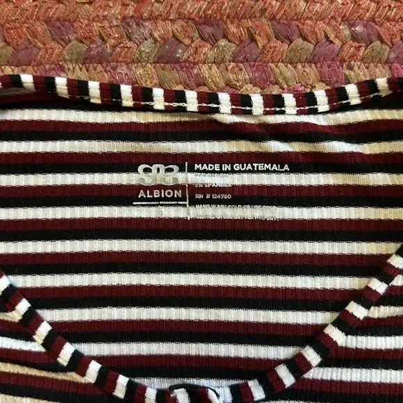 ALBION HENLEY RED BLACK STRIPE STRETCH LONG SLEEVE - Picture 2 of 4